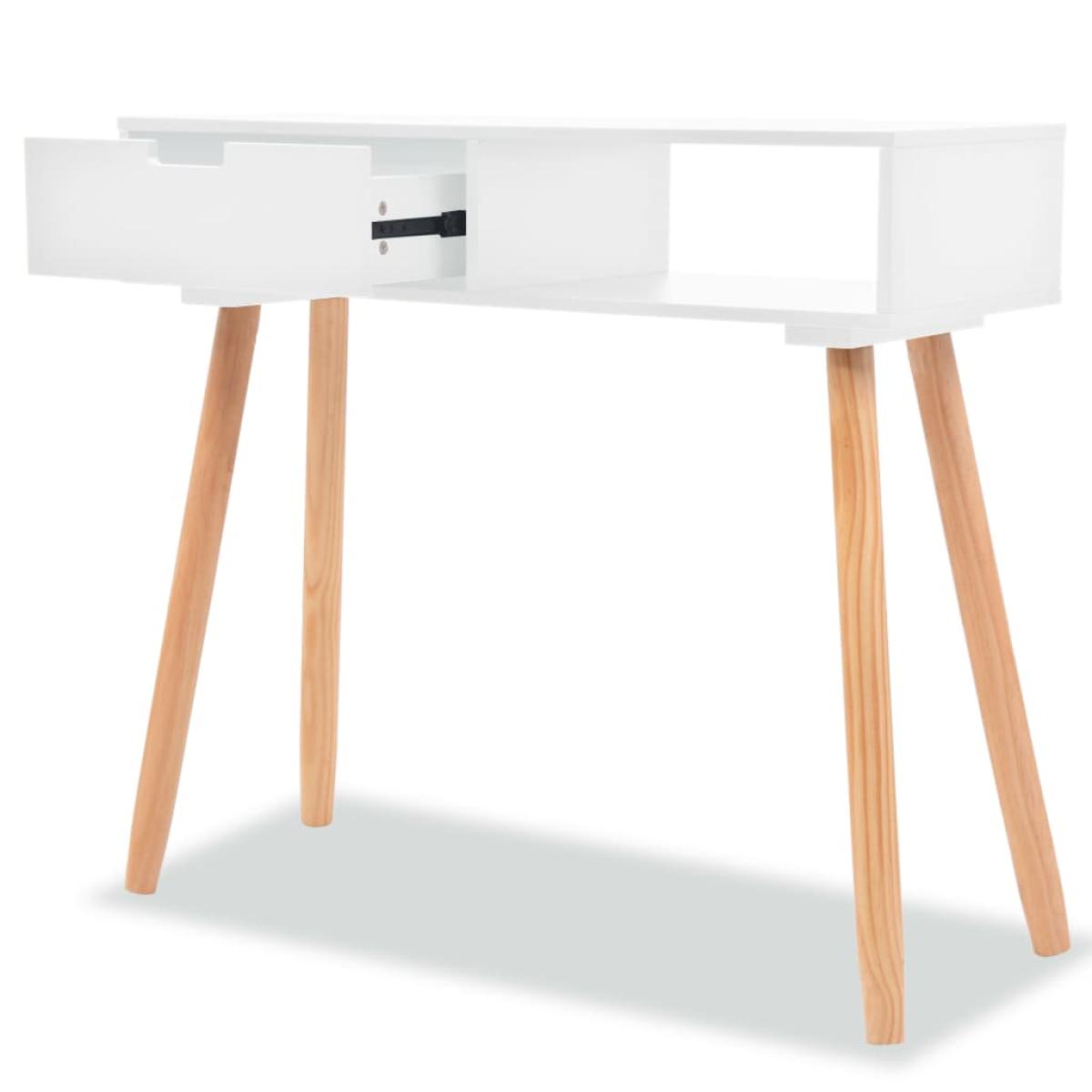 Mesa consola de madera maciza de pino blanca 80x30x72 cm