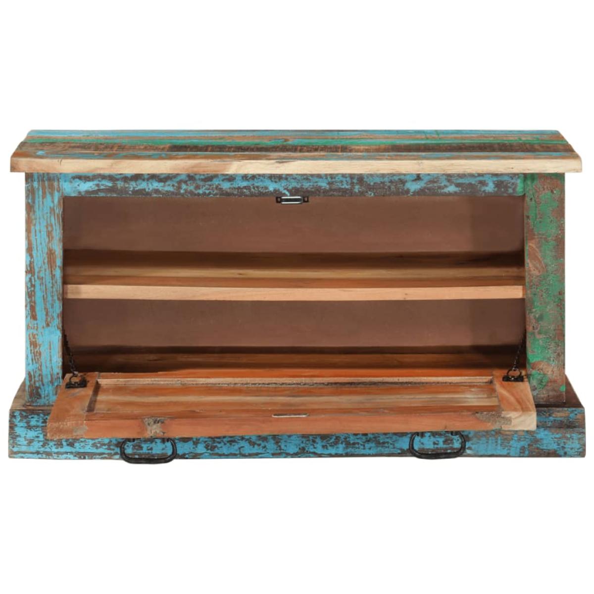 Banco zapatero de madera maciza reciclada 