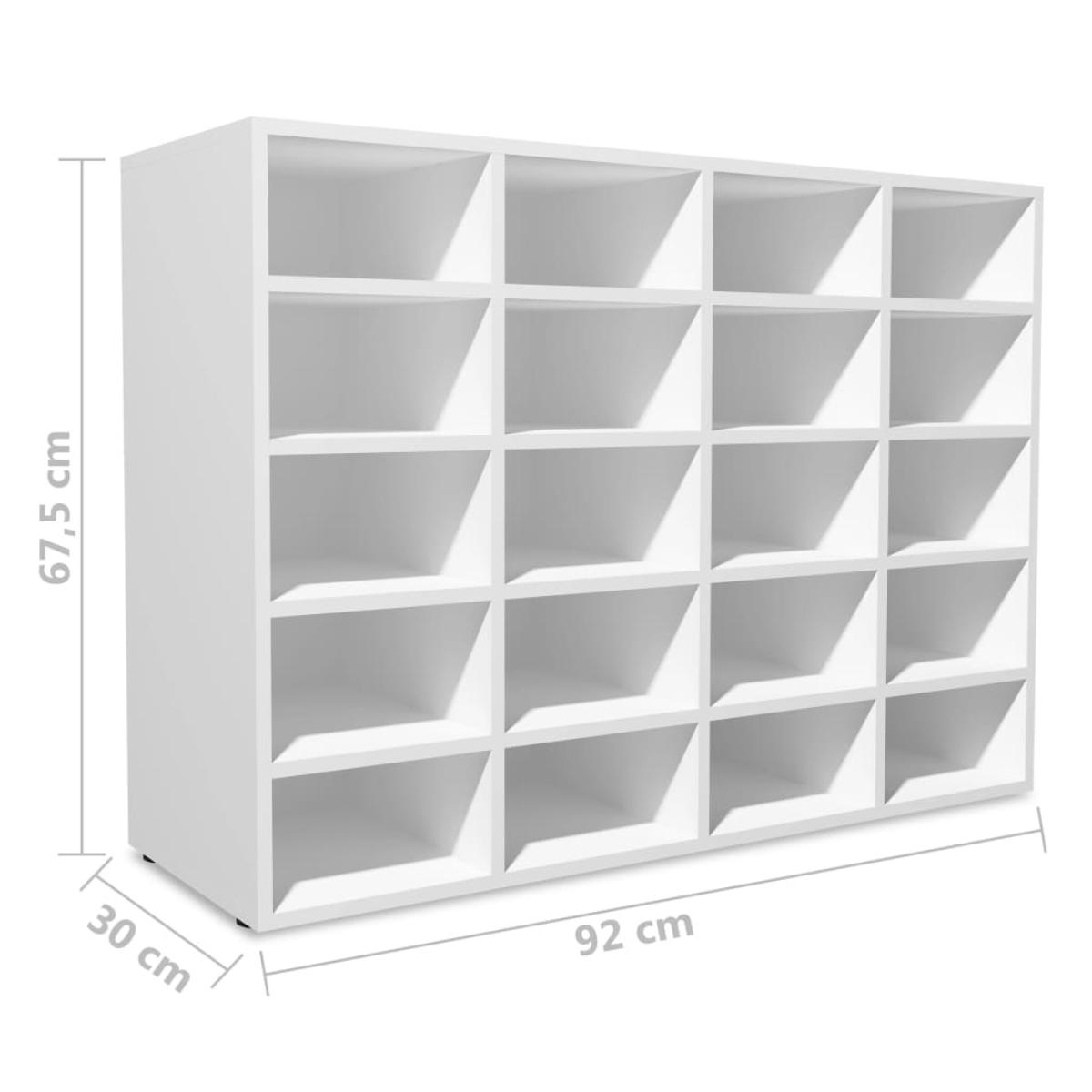 Zapatero de madera contrachapada blanco 92x30x67,5 cm