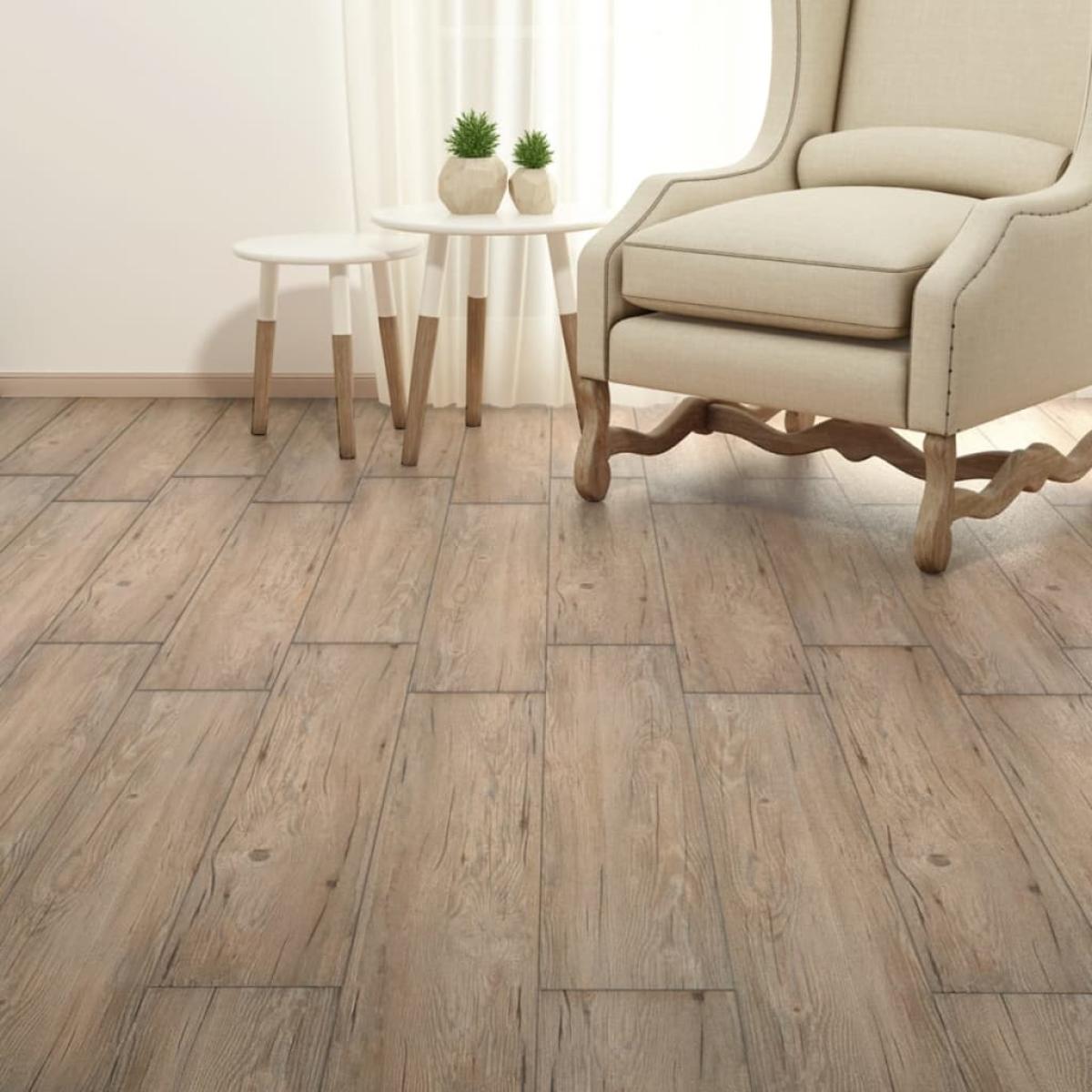 Lamas de suelo no autoadhesivas PVC marrón roble 5,26 m² 2 mm
