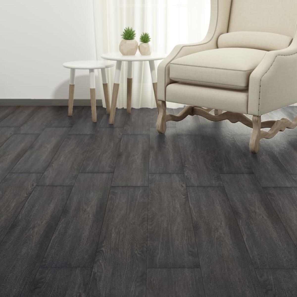 Lamas de suelo no autoadhesivas PVC negro y blanco 5,26 m² 2 mm