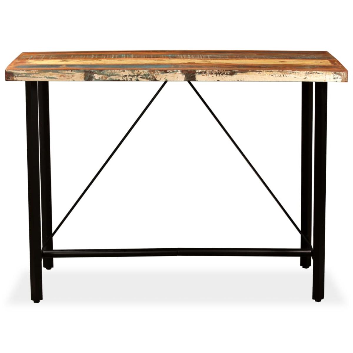 Mesa alta de bar de madera maciza reciclada 150x70x107 cm