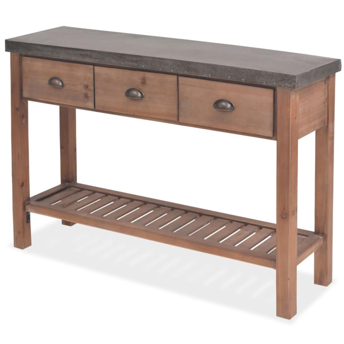 Mesa consola de madera de abeto maciza 122x35x80 cm