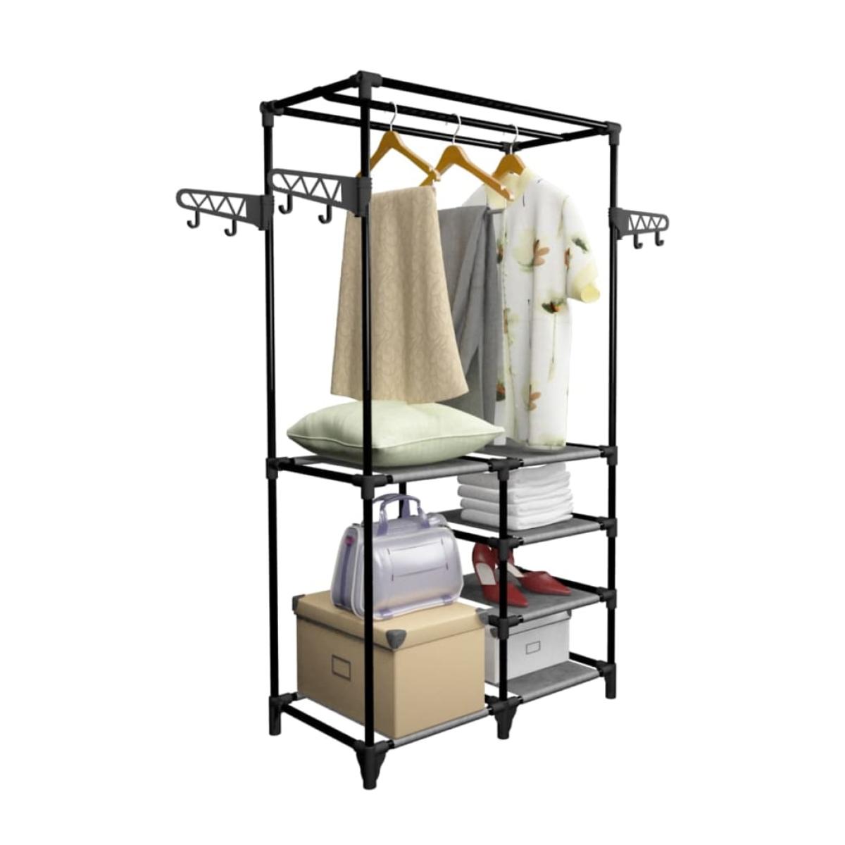 Perchero de ropa acero y textil no tejido negro 87x44x158 cm