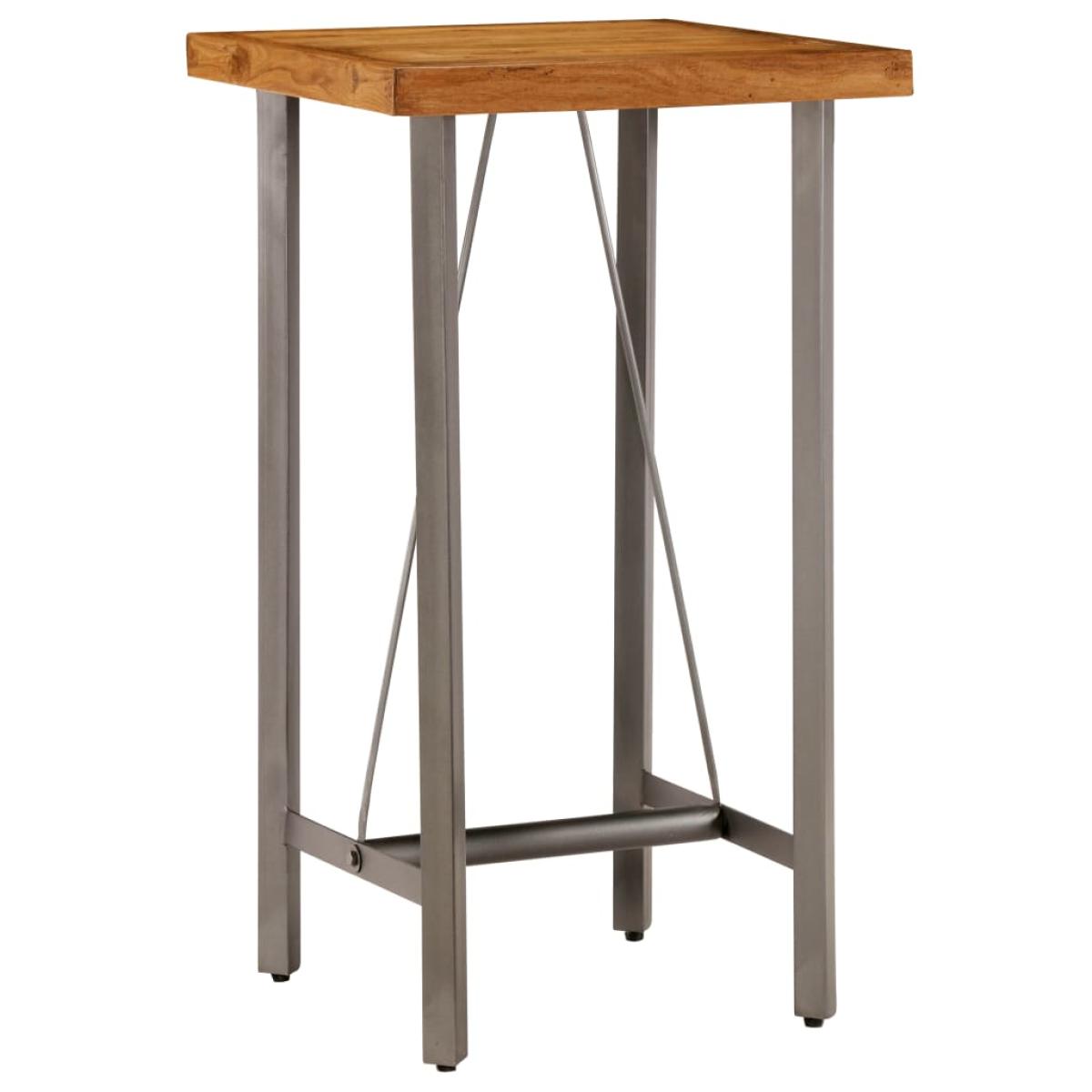 Mesa de bar de madera de teca maciza reciclada 60x60x107 cm