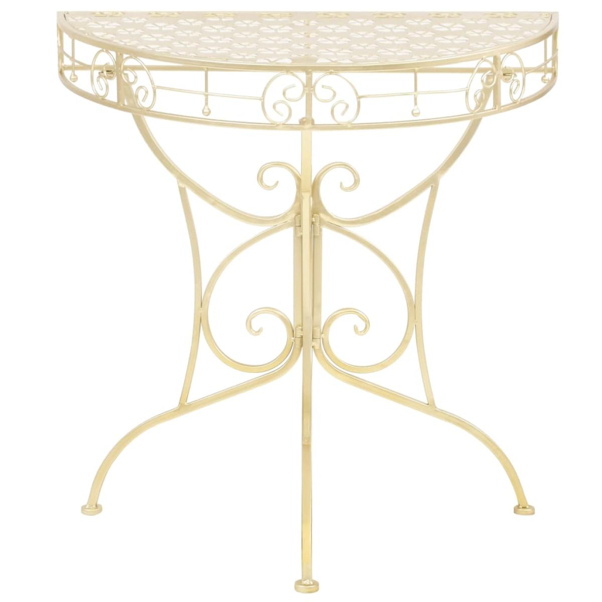 Mesa auxiliar vintage metal semicircular 72x36x74 cm dorado