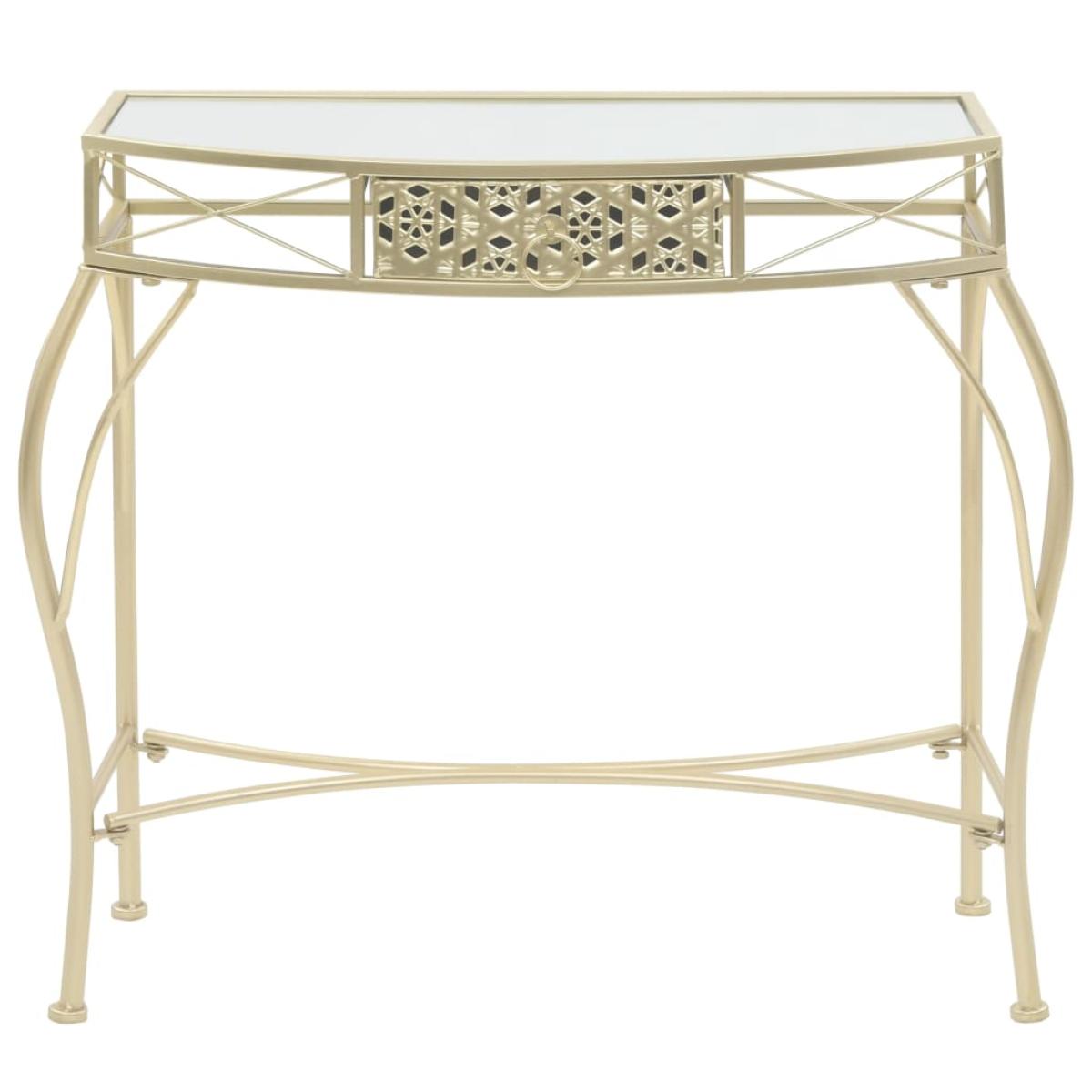 Mesa auxiliar estilo francés metal 82x39x76 cm dorada
