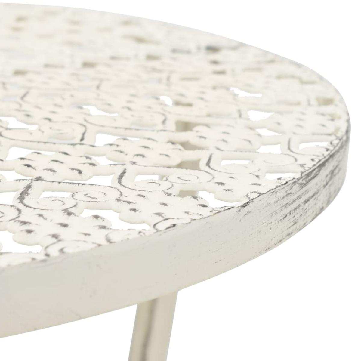 Mesa bistró estilo vintage metal redonda 40x70 cm blanca