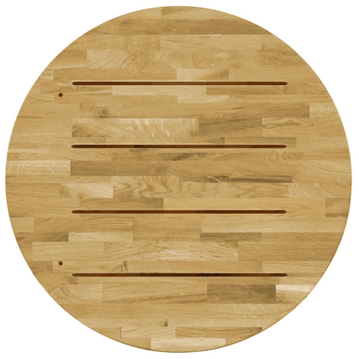 Superficie de mesa redonda madera maciza de roble 23 mm 700 mm 