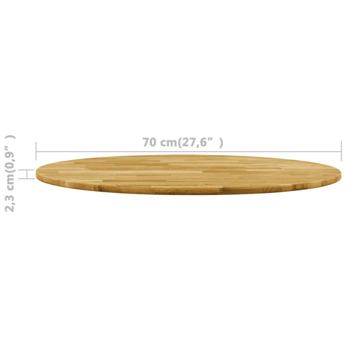 Superficie de mesa redonda madera maciza de roble 23 mm 700 mm 