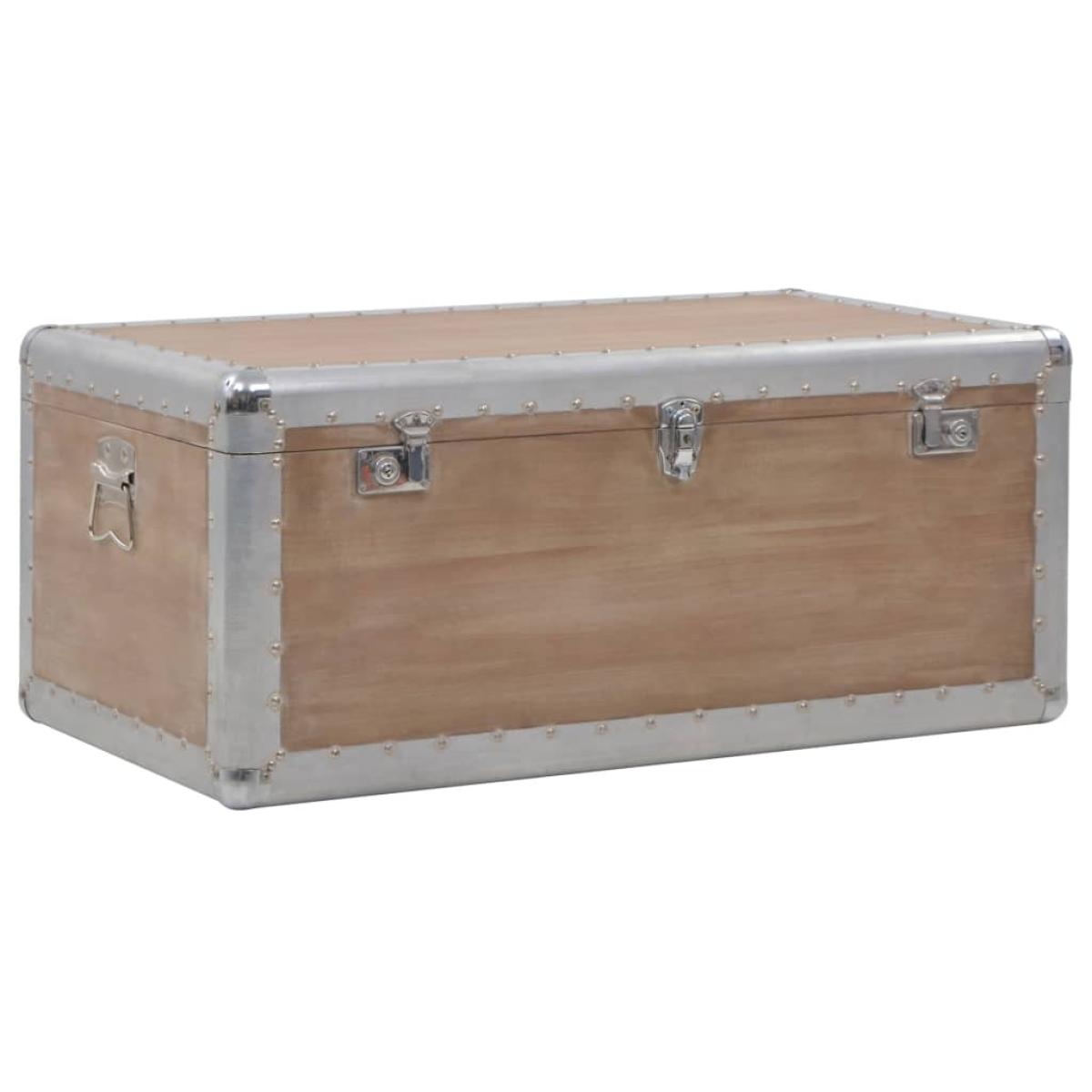 Caja de almacenaje madera maciza abeto marrón 91x52x40 cm