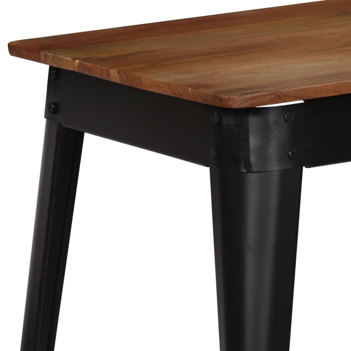 Mesa de comedor de madera de acacia maciza y acero 120x60x76 cm