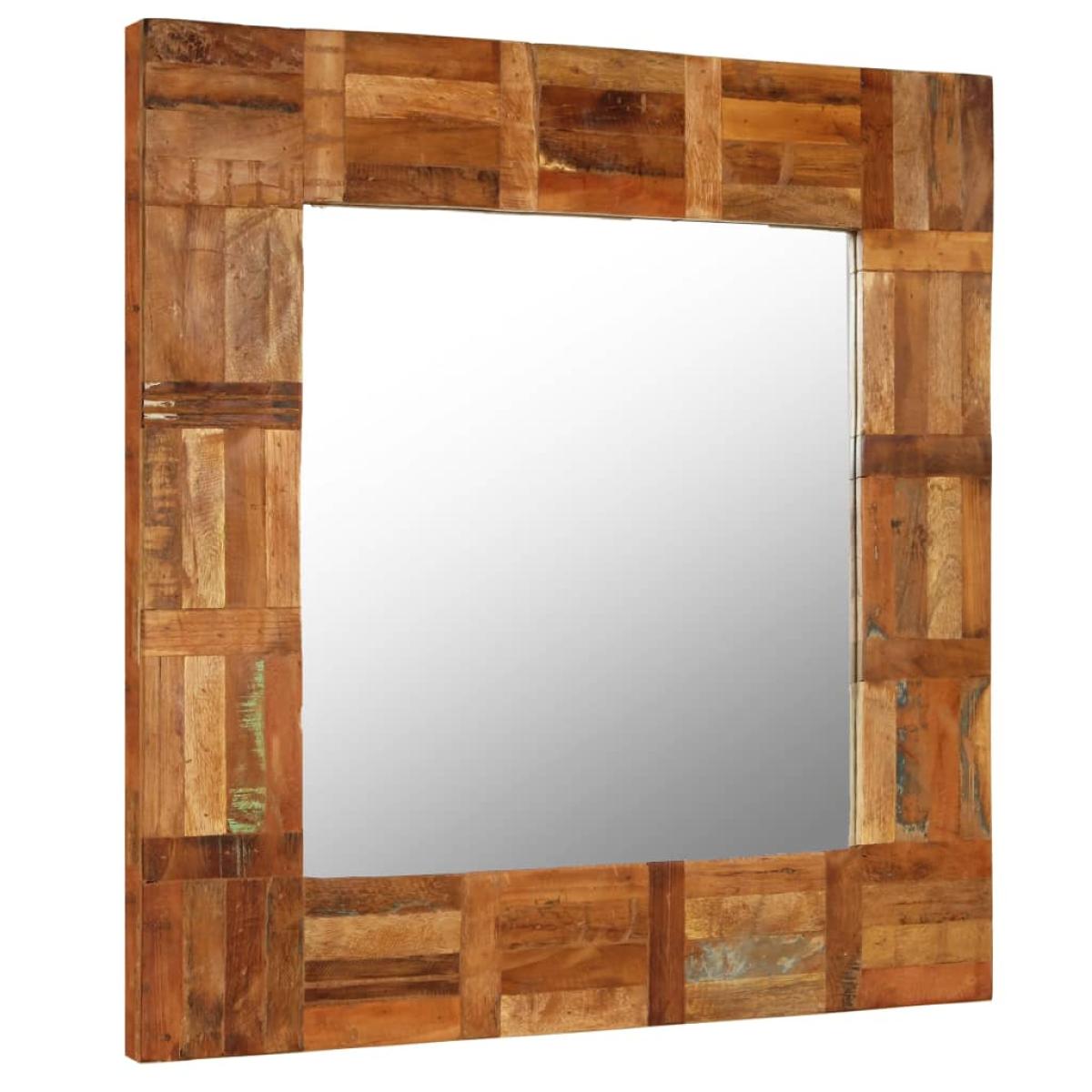 Espejo de pared madera maciza de traviesas del tren 60x60 cm