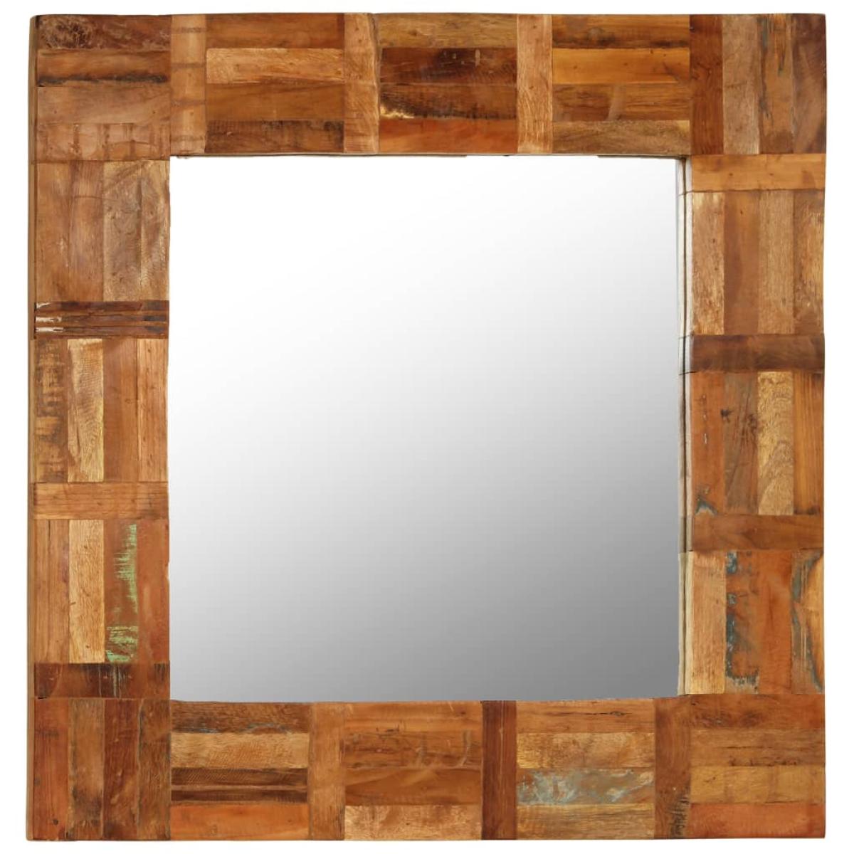 Espejo de pared madera maciza de traviesas del tren 60x60 cm