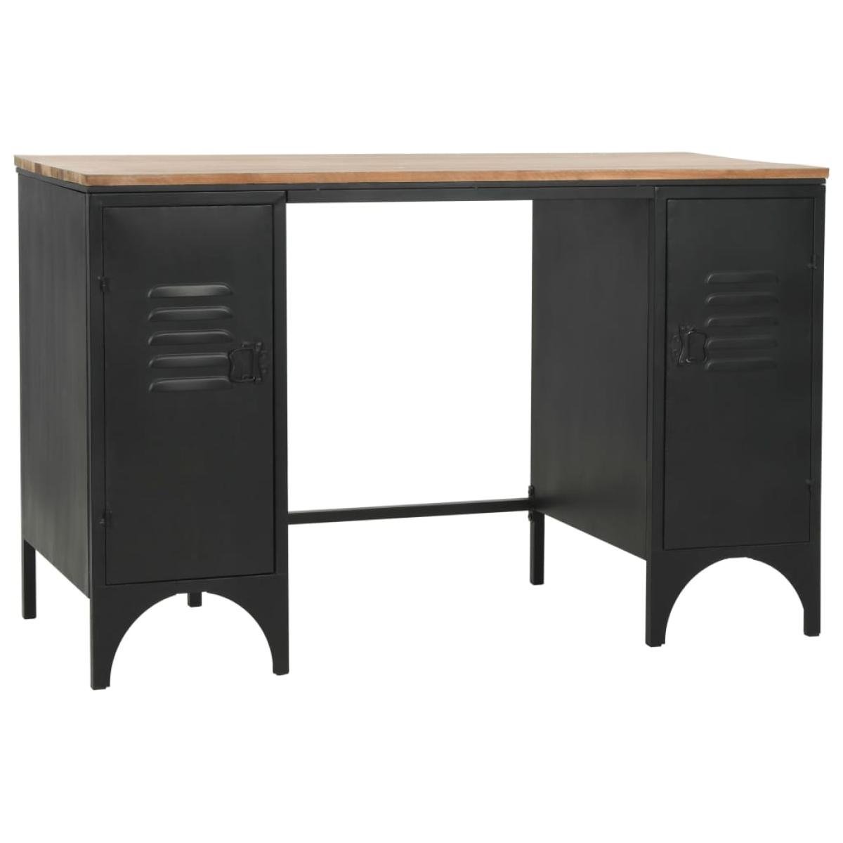 Escritorio con doble pedestal madera abeto y acero 120x50x76 cm