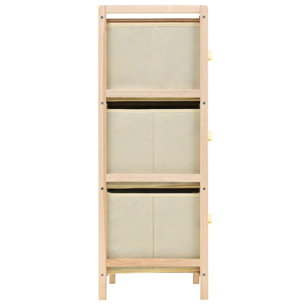 Estante de almacenamiento 6 cestas tela y madera cedro beige