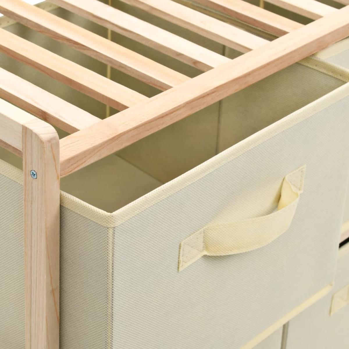 Estante de almacenamiento 6 cestas tela y madera cedro beige
