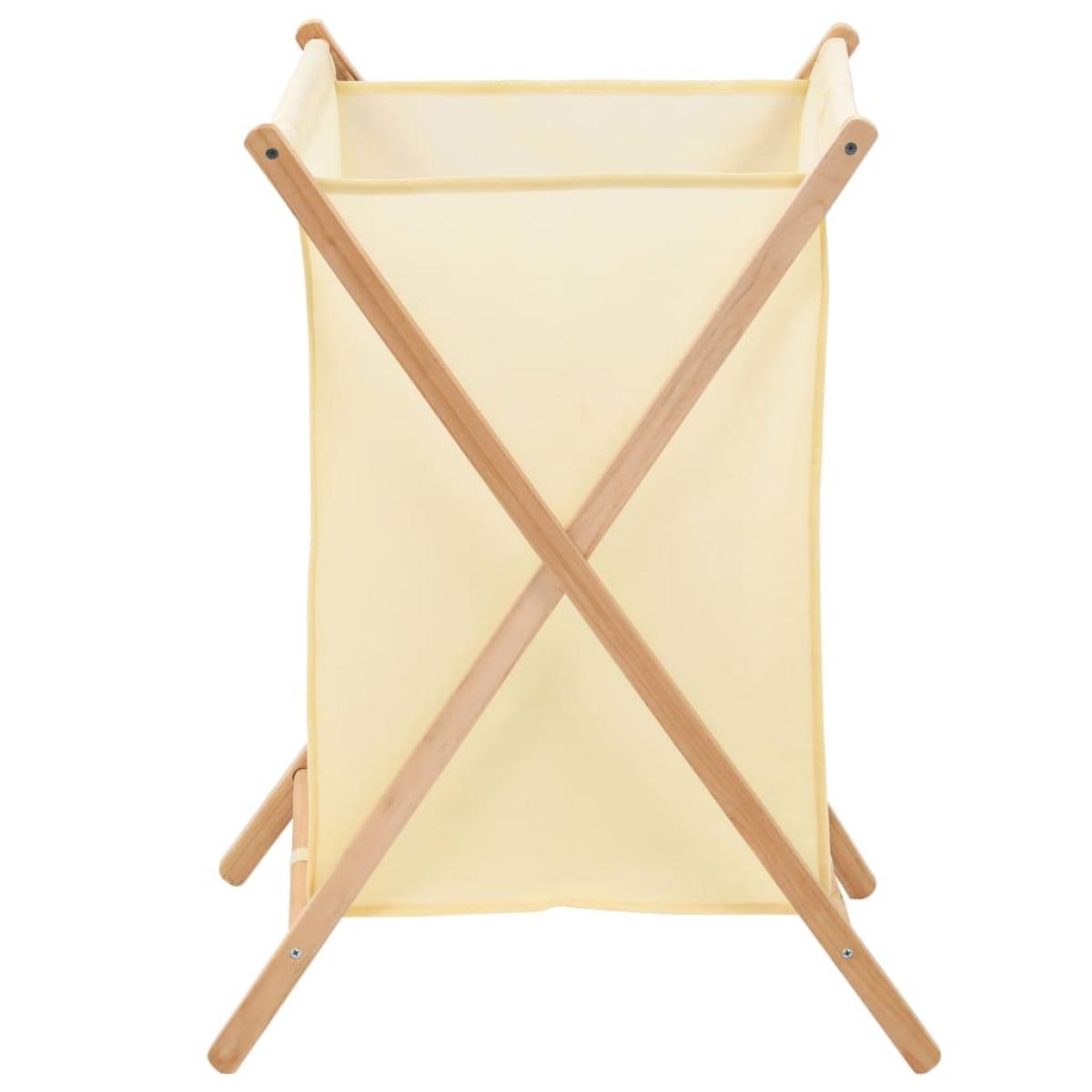 Cesto de ropa sucia madera de cedro y tela beige 42x41x64 cm