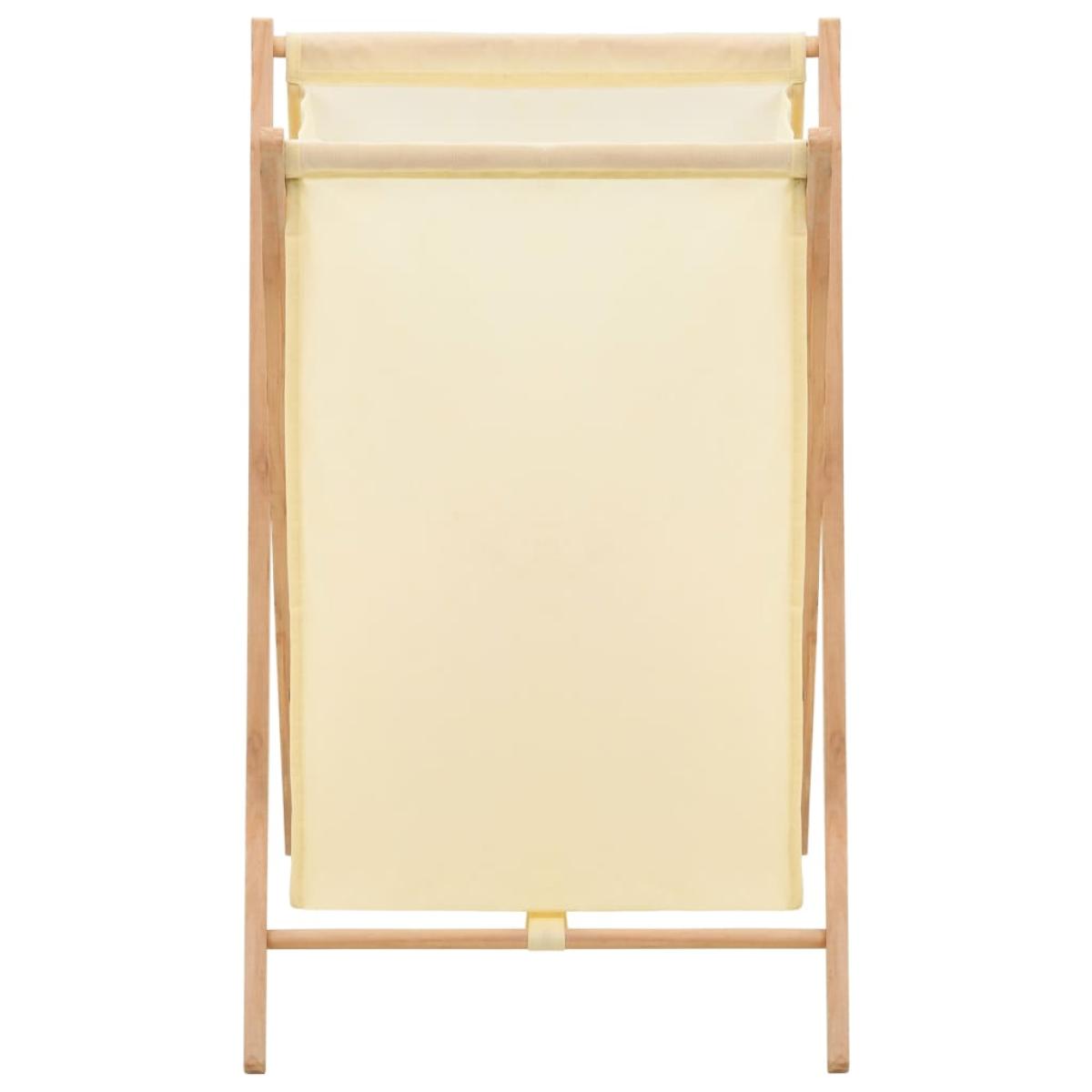 Cesto de ropa sucia madera de cedro y tela beige 42x41x64 cm