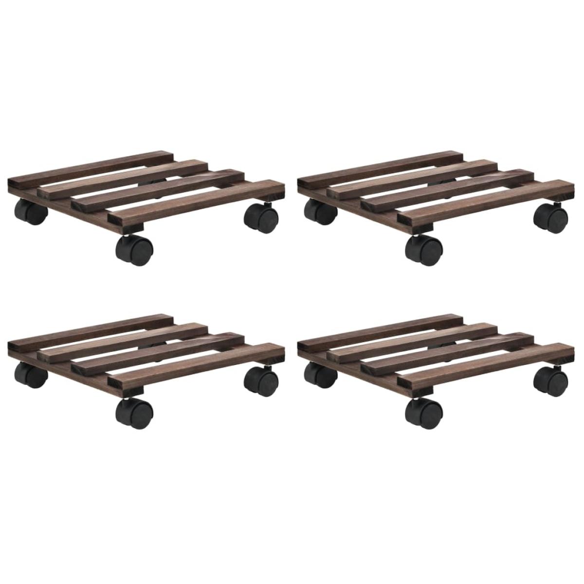 Soporte con ruedas para macetas madera 4 uds cedro 25x25 cm