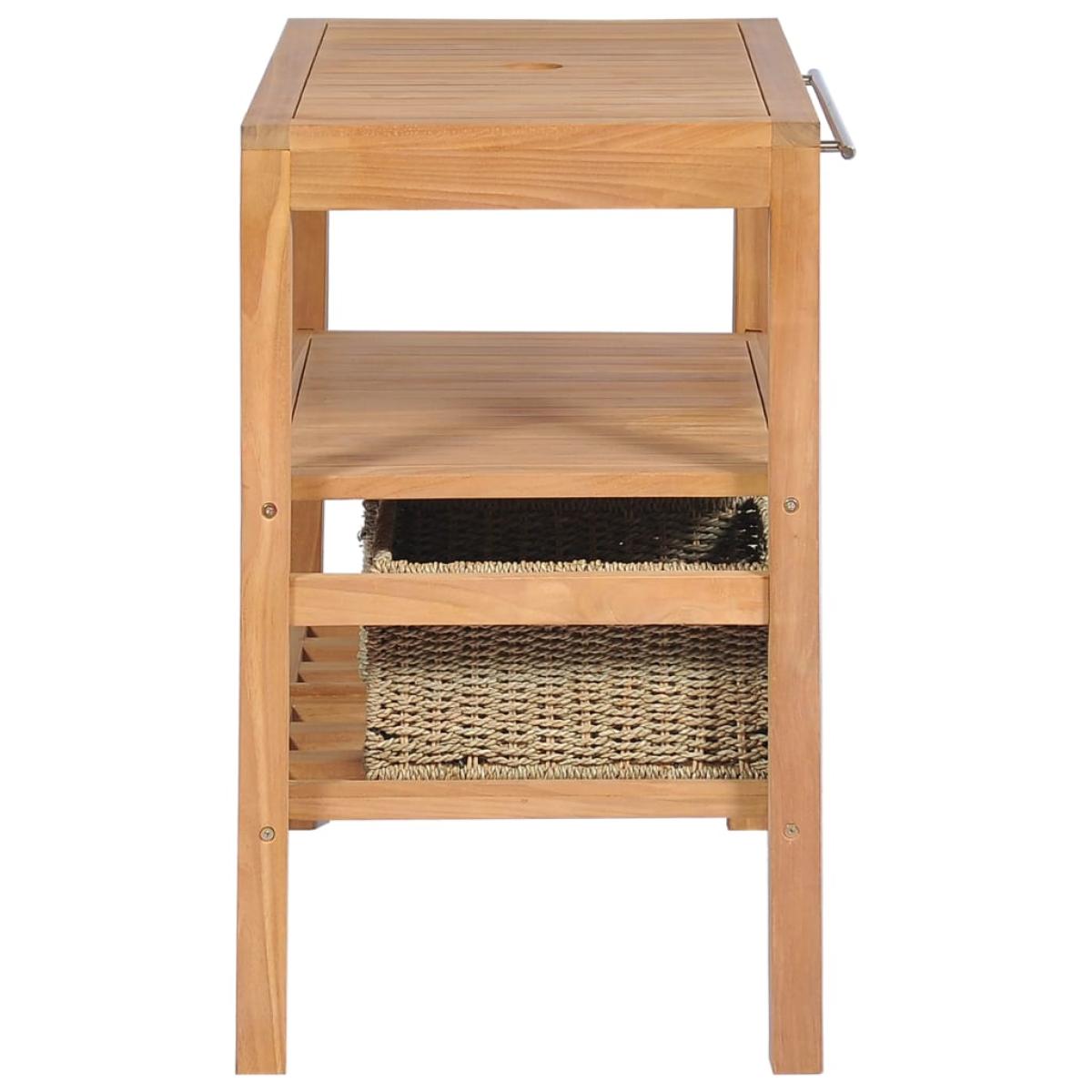 Mueble de lavabo con 2 cestas madera teca maciza 74x45x75 cm