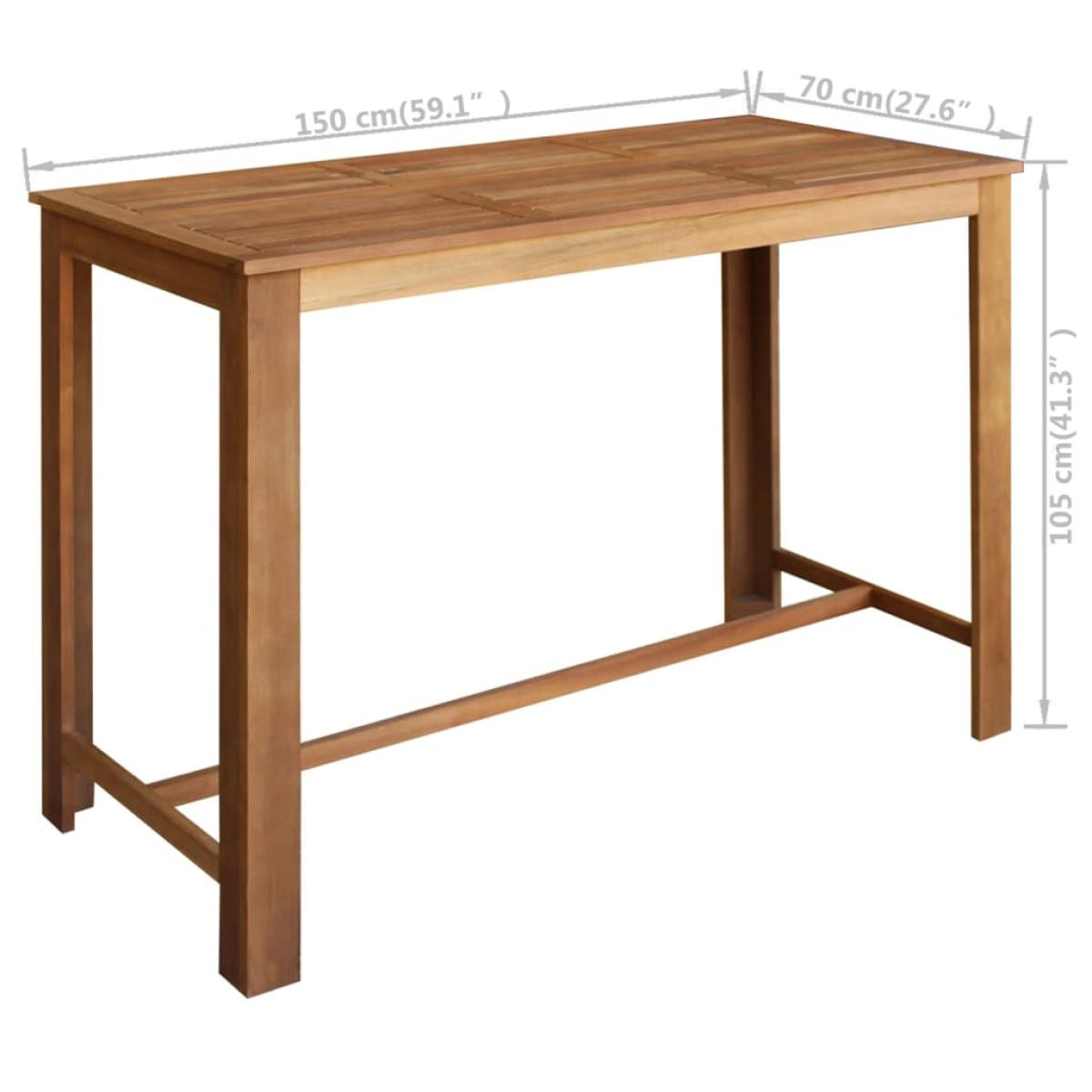 Mesa de bar de madera de acacia maciza 150x70x105 cm