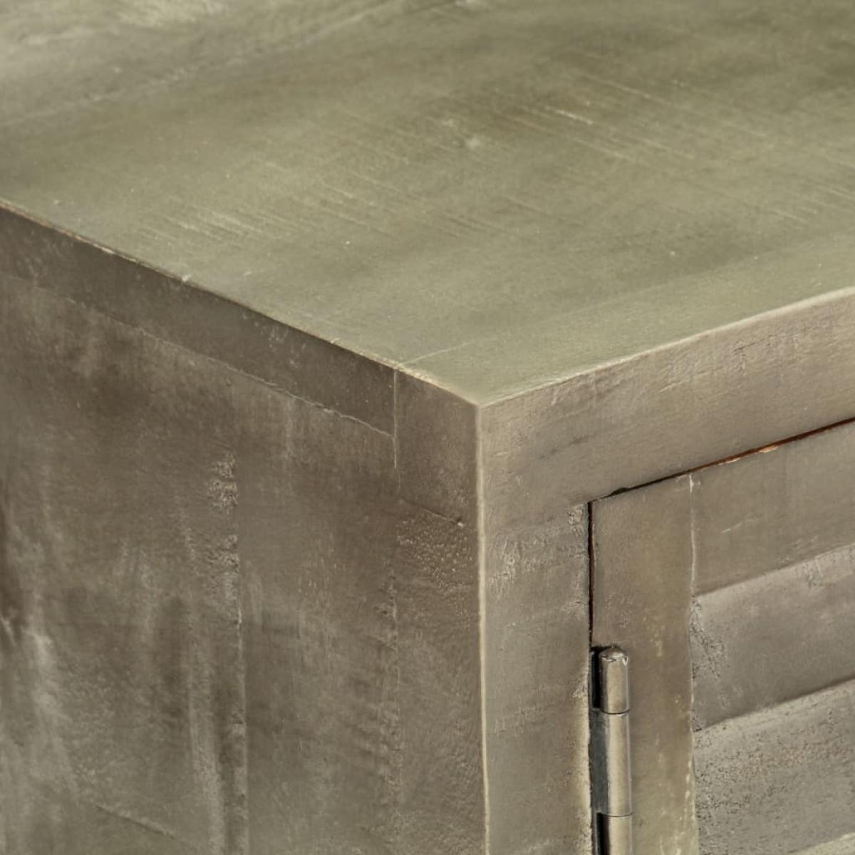 Mueble TV de madera de mango maciza gris y latón 110x30x48 cm