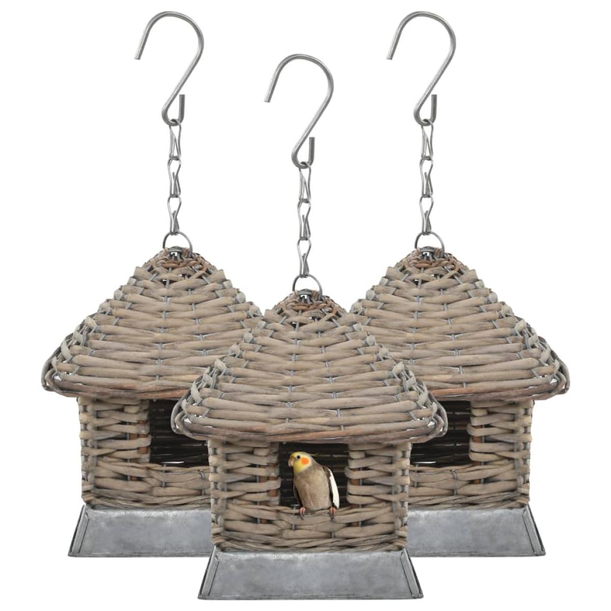 Casas para pájaros 3 unidades mimbre