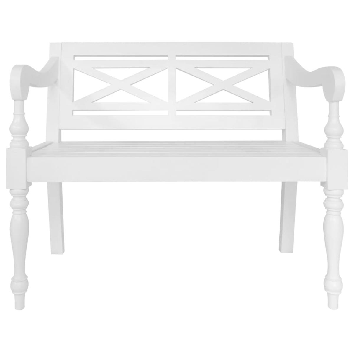 Banco Batavia de madera maciza de caoba blanco 98 cm 