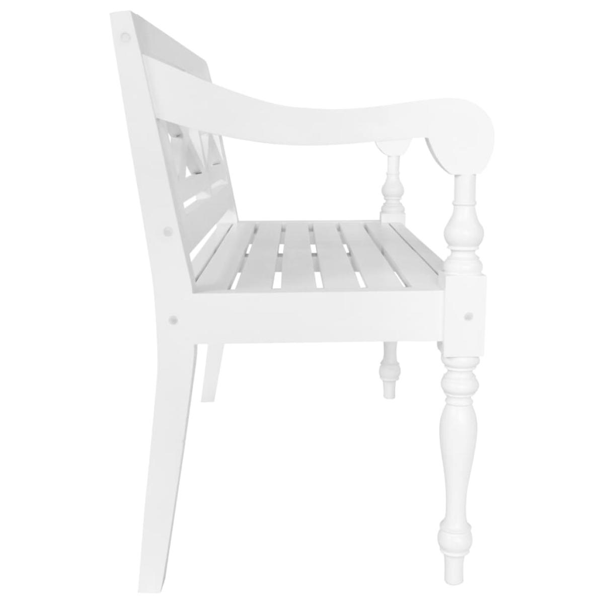 Banco Batavia de madera maciza de caoba blanco 98 cm 
