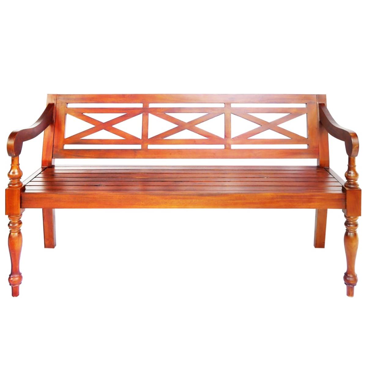 Banco Batavia madera maciza de caoba marrón oscuro 136 cm