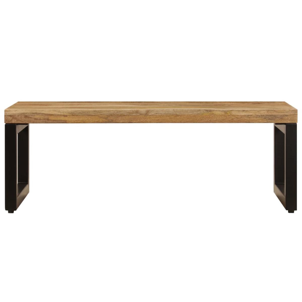 Mesa de centro madera maciza de mango y acero 100x50x35 cm