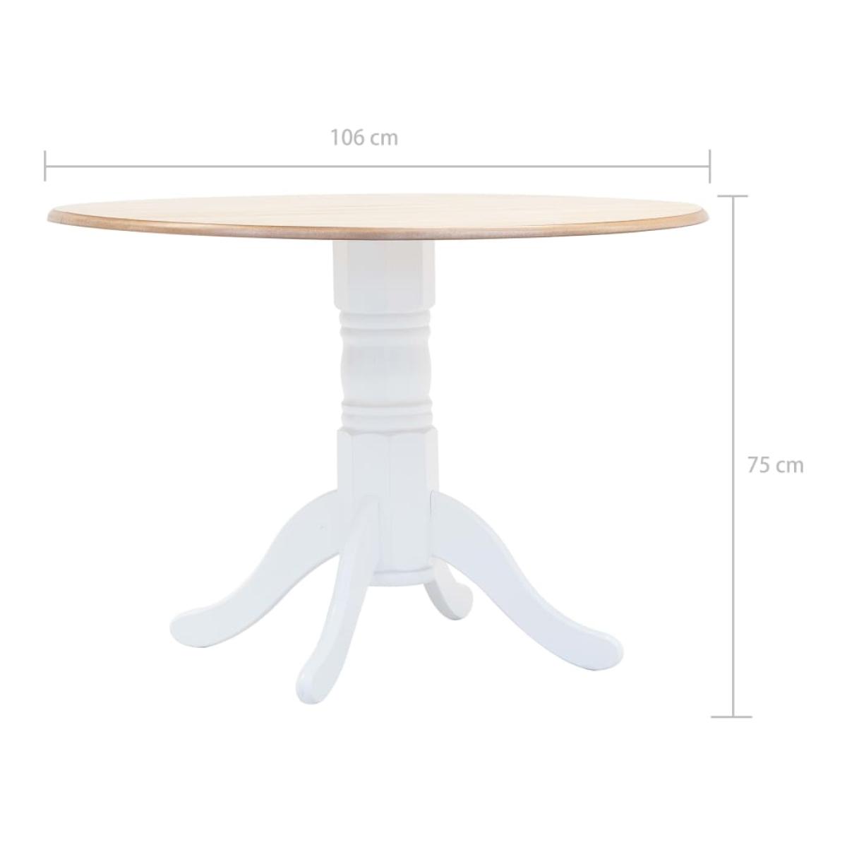 Mesa de comedor de madera maciza de caucho blanco marrón 106 cm