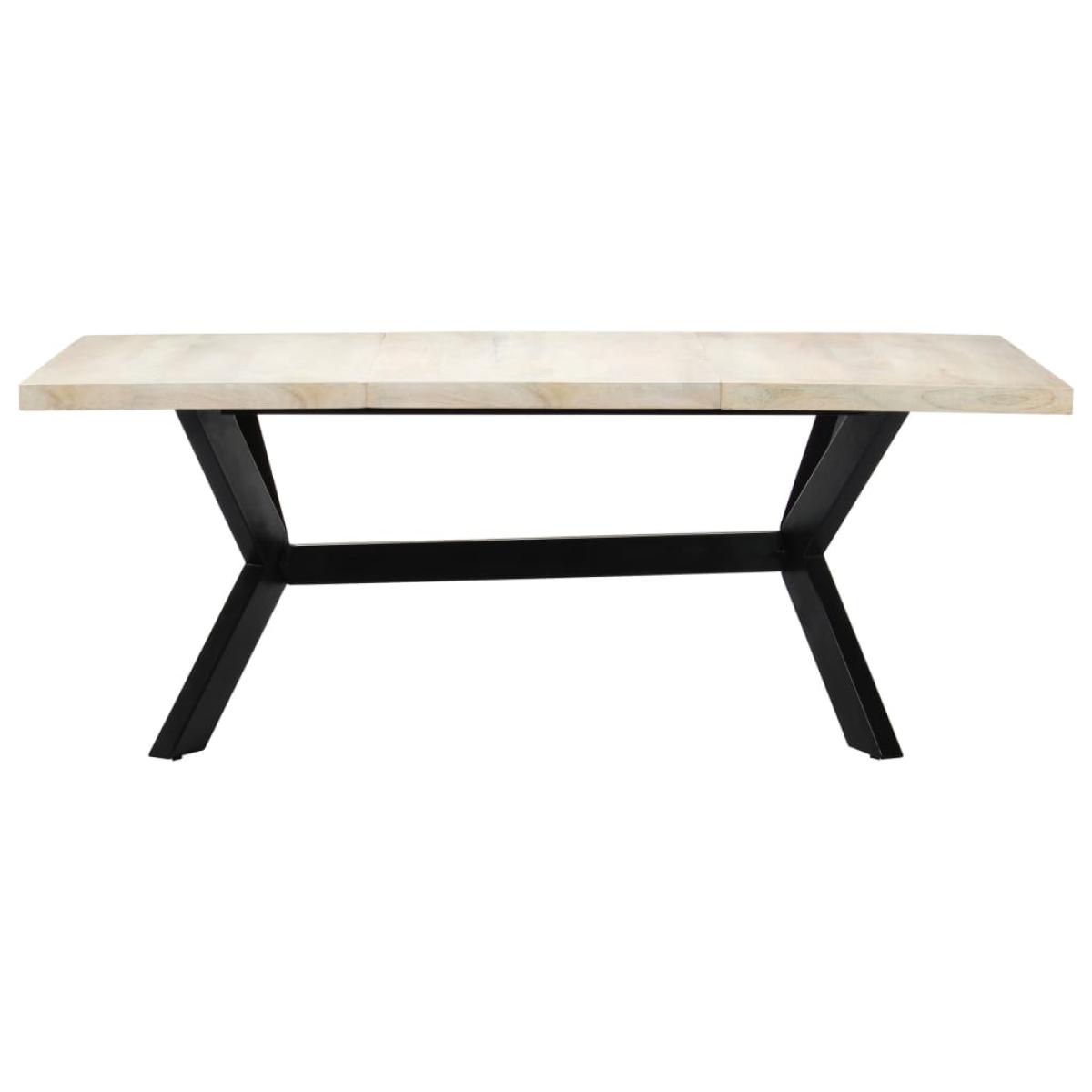 Mesa de comedor madera maciza de mango blanco 200x100x75 cm 