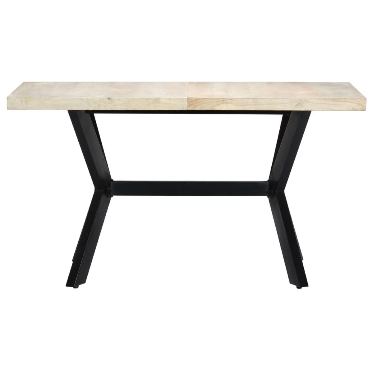 Mesa de comedor madera maciza de mango blanqueada 140x70x75 cm 
