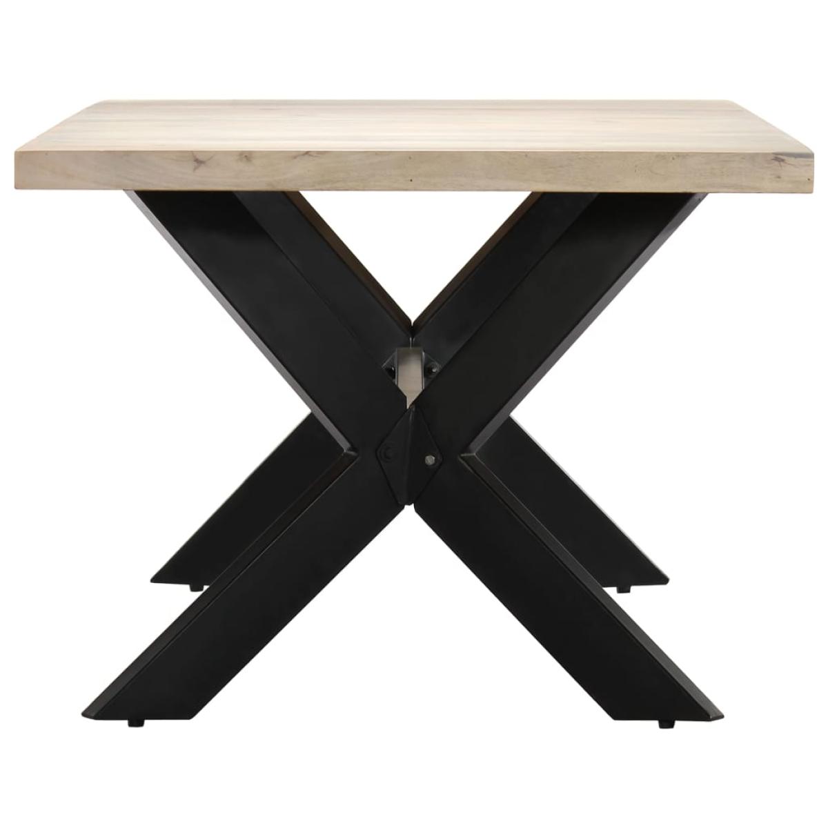 Mesa de comedor madera maciza de mango blanqueada 140x70x75 cm 