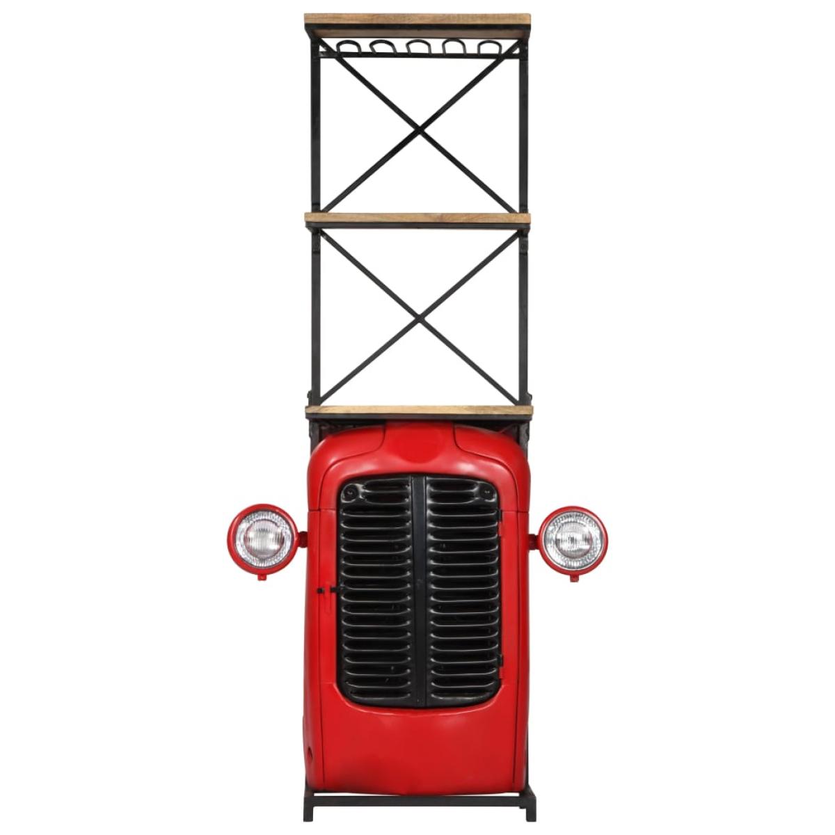 Botellero forma de tractor madera maciza de mango 49x31x172 cm