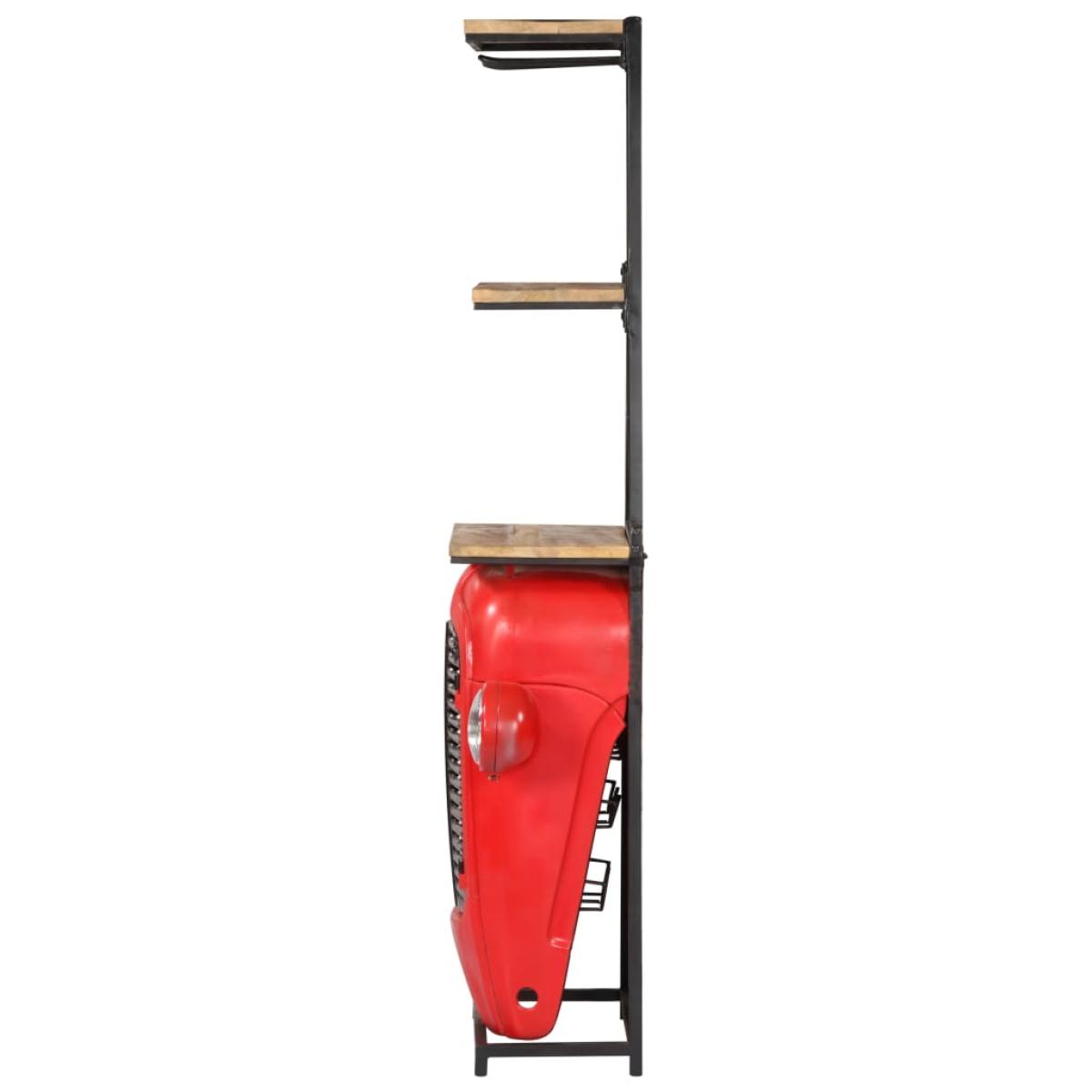 Botellero forma de tractor madera maciza de mango 49x31x172 cm