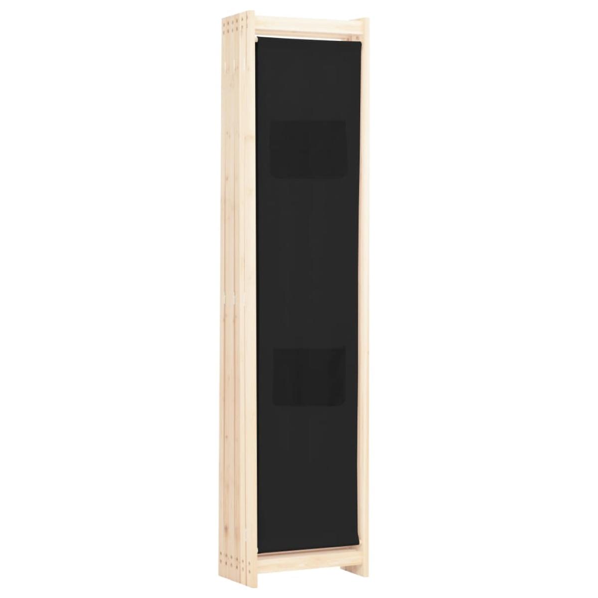 Biombo divisor de 6 paneles de tela negro 240x170x4 cm