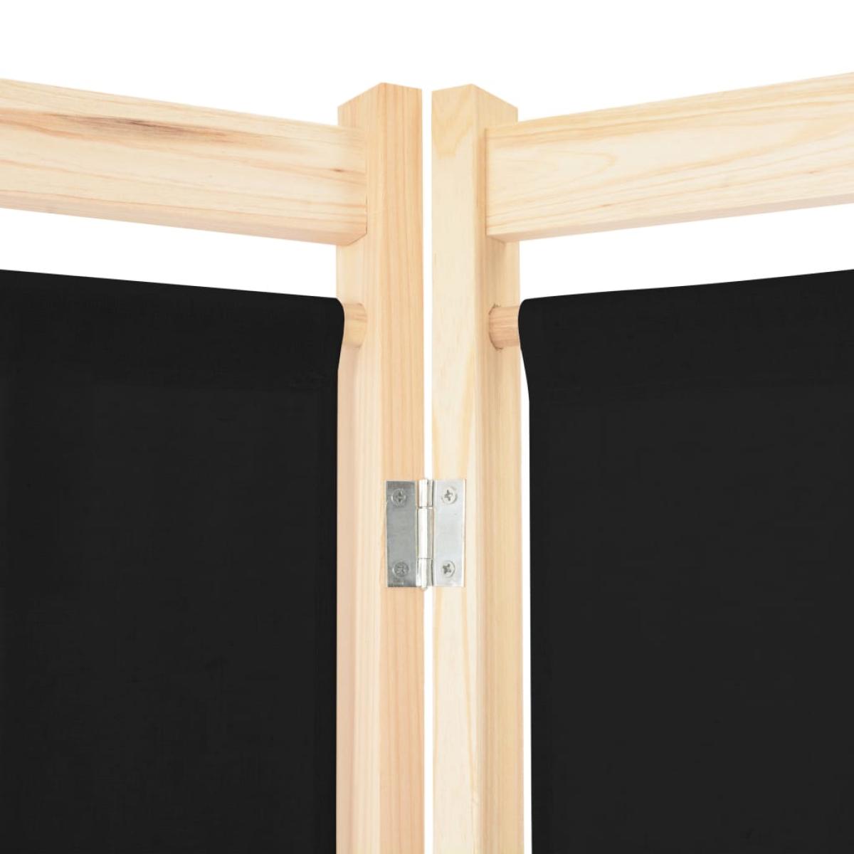 Biombo divisor de 6 paneles de tela negro 240x170x4 cm