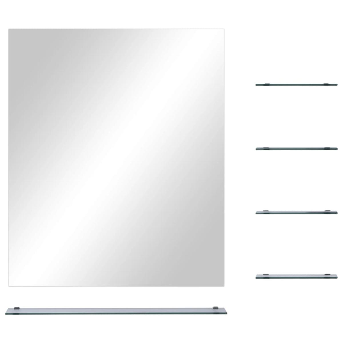 Espejo de pared con 5 estantes plateado 50x60 cm