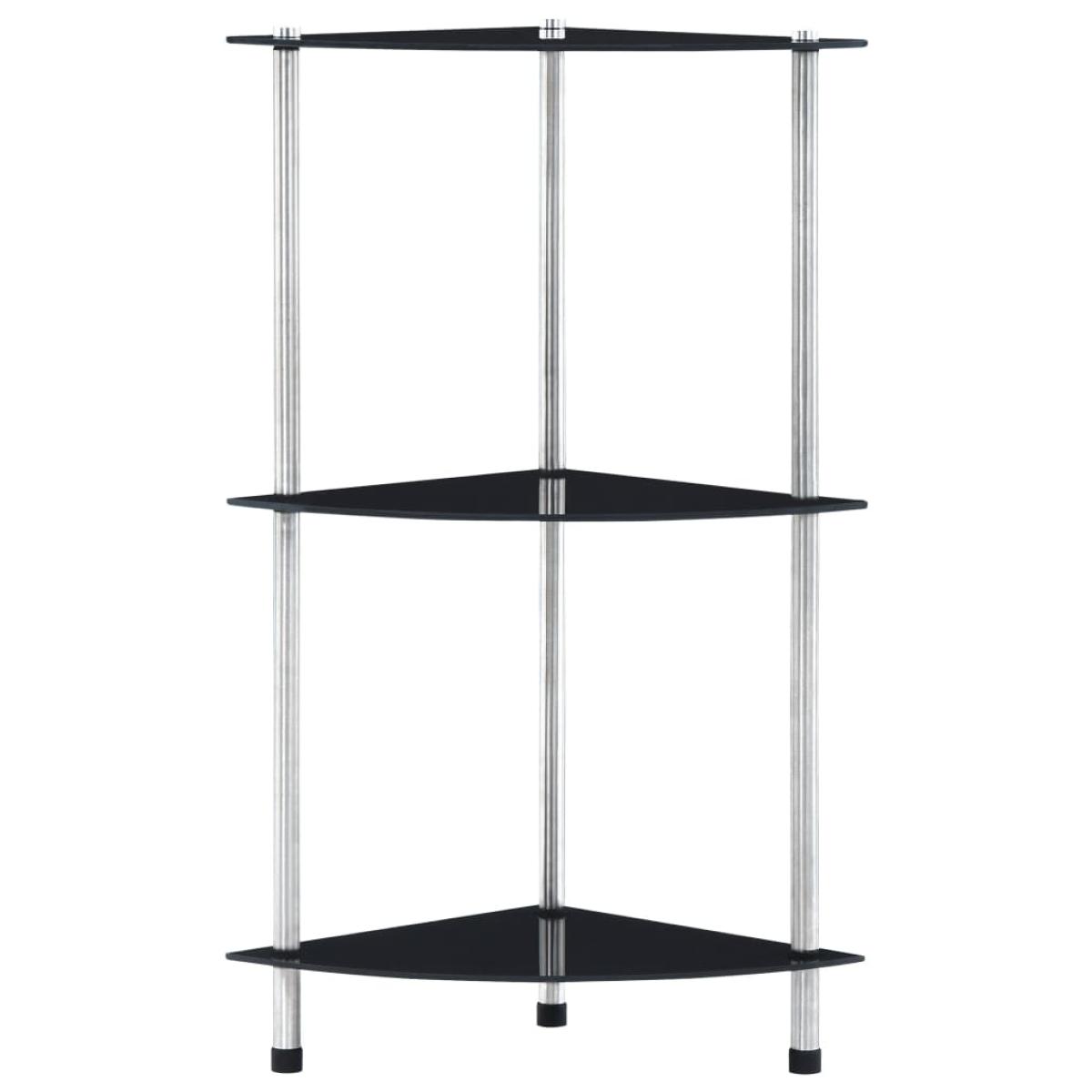 Estantería 3 niveles cristal templado negro 30x30x67 cm