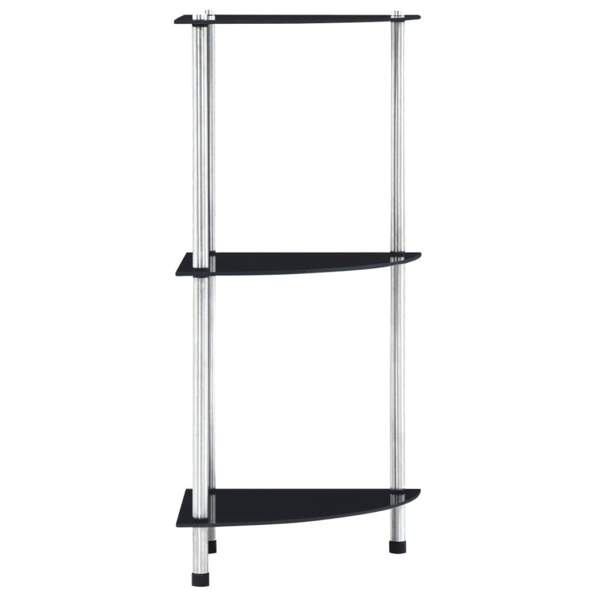 Estantería 3 niveles cristal templado negro 30x30x67 cm