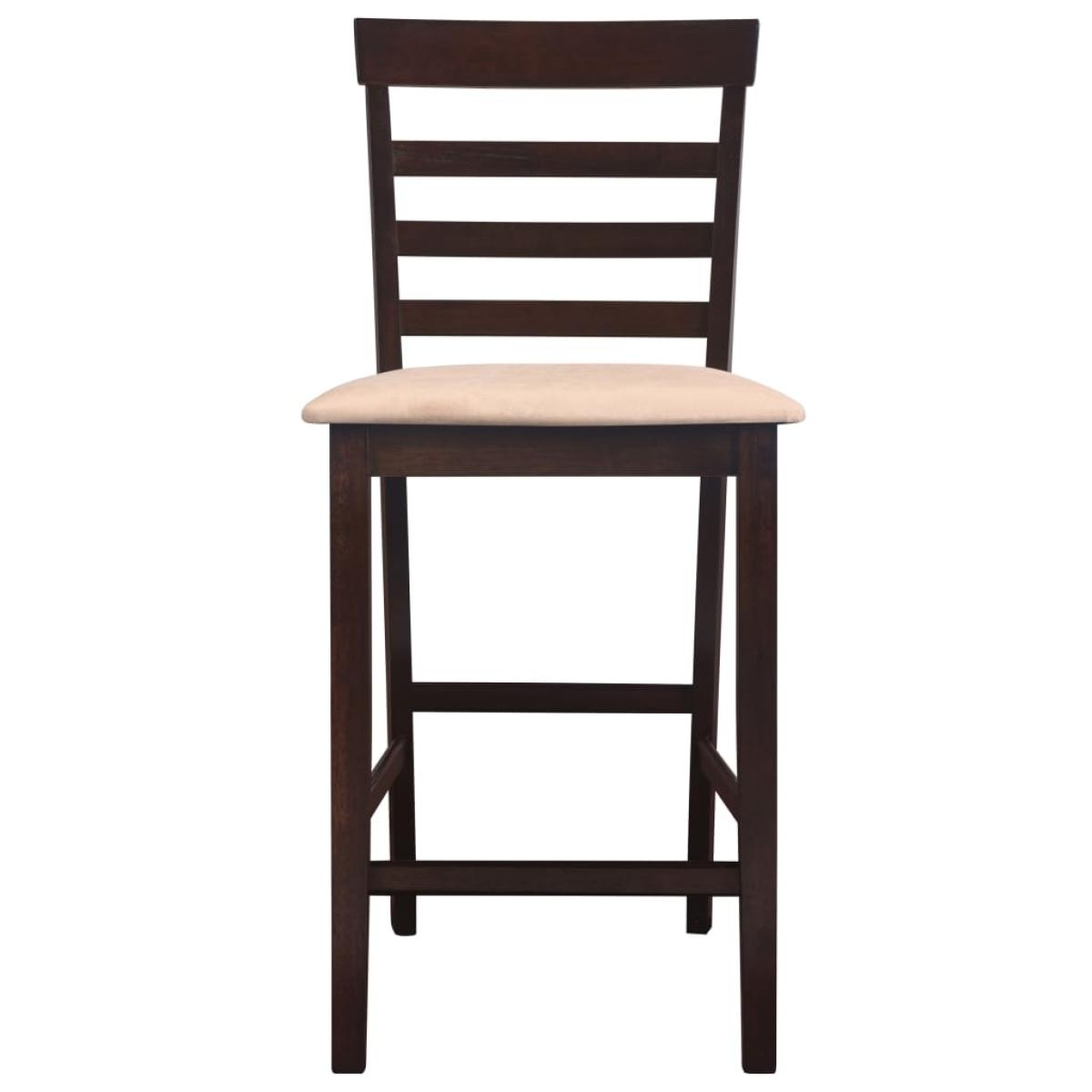 Mesa de bar y 4 taburetes de barra madera marrón