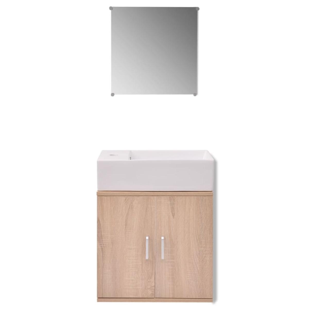 Conjunto de mueble y lavabo 3 piezas beige 