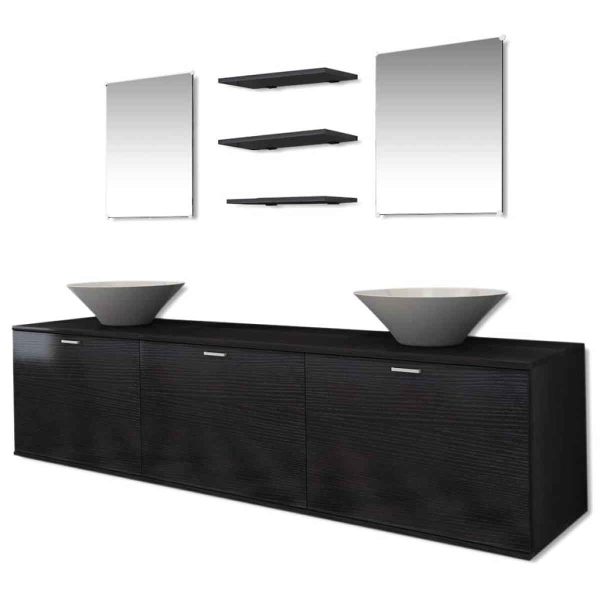 Conjunto de muebles de baño y lavabo 8 piezas negro