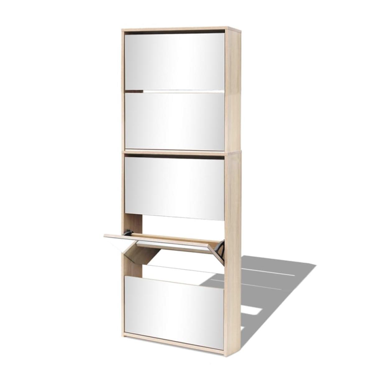 Mueble zapatero 5 cajones con espejo roble 63x17x169,5 cm 