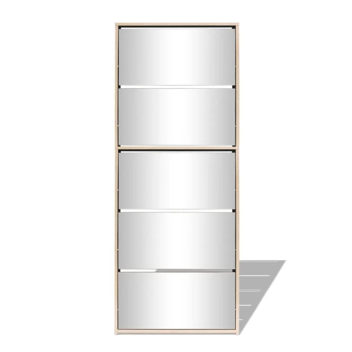 Mueble zapatero 5 cajones con espejo roble 63x17x169,5 cm 