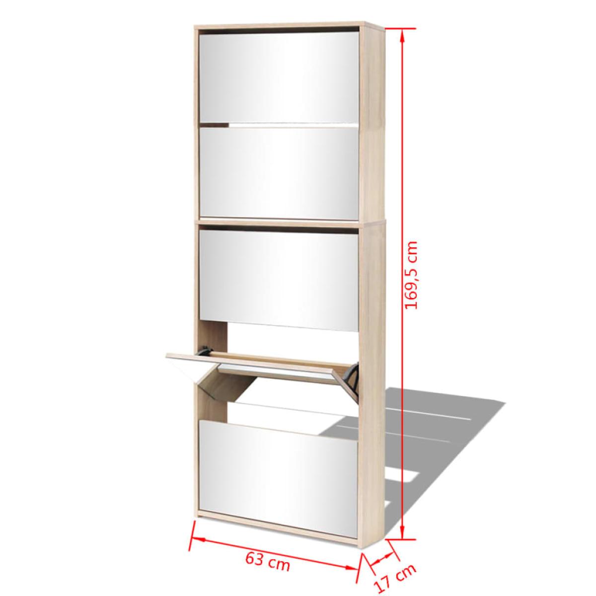 Mueble zapatero 5 cajones con espejo roble 63x17x169,5 cm 