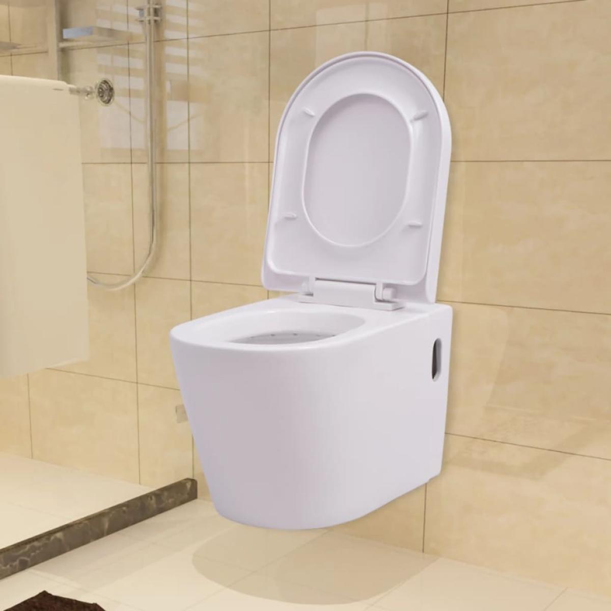 Inodoro de pared con cisterna oculta cerámica  blanco